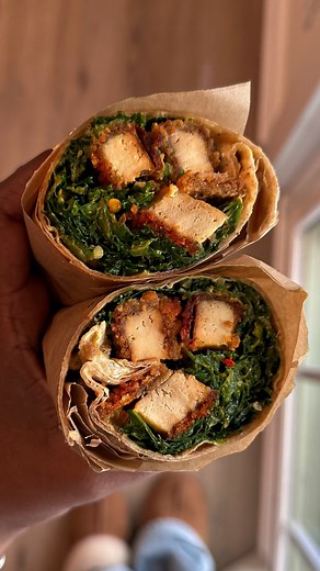 Spicy Caesar & Crispy Tofu Wrap 🌯 One thing ima do is make a dressing/sauce and another thing ima do is cook with tofu. So here’s my take on a spicy Caesar & crispy tofu wrap using one of the best vegan caesar salad dressings you’ll ever make as the base *insert hair flip.* When it comes to the tofu, here’s a pro tip: Freeze the extra firm tofu in its original packaging or transfer it to a storage container to freeze. Remove it from freezer the day before you plan to cook with it so that it can