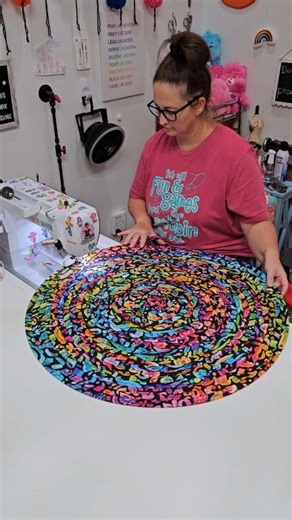 848K views · 23K reactions | Another custom Jelly-Roll Rug completed. 殺 I love how colorful this funky gradient/ombre fabric is.  Fabric: Radiant Midnight 21846 12 Moda Fabrics United Notions Size: 34 inch diameter My cost for a custom rug this size is $175 Want to sew your own? I also teach virtual self paced Jelly-Roll Rug sewing classes. Pattern: Jelly-Roll Rug by RJ Designs #jellyrollrug #sewing | Uniquely Mateo | Facebook