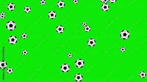 Falling soccer balls motion graphics with green screen background