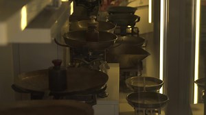 Libra Museum. Illuminated display cases.