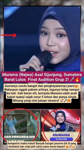 Murama (Najwa) Asal Sijunjung, Sumatera Barat Lolos Final Audition Grup 2! 🎤🔥 #muramada8 #da8