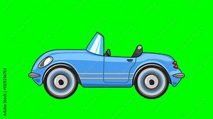 Animated running car isolated on green screen. 2D car animations in 4K resolution."