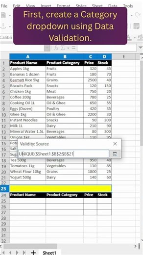 Dynamic Product List by Category in LibreOffice Calc 🤯 #shorts #libreoffice #calc #calctips