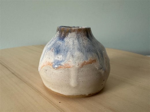 Blue & Blush Drip Glaze Pottery Vase: Handmade Ceramic Reed Diffuser - Etsy