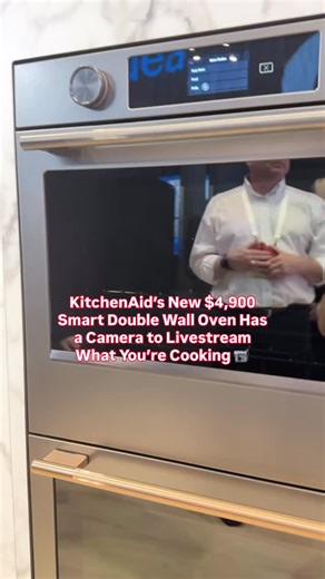 KitchenAid’s newest smart electric double wall oven has a camera inside to help you cook your food to your liking and even livestream the process. This smart oven will also come as a single for $3,900 incase you don’t need the $4,900 double size. ⏲️🔥🍪 #kitchenaid #walloven #appliances #smarthome #smartkitchen | CNET