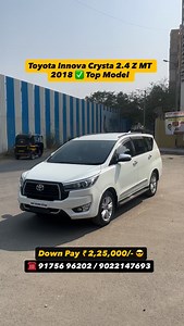 ✅ Big Family choice Top Model 😍Toyota Innova crysta 2.4 Z 2018 December, Manual gear, Big cabin, best safety, hassle free long drive, 1st Owner, 😎88000km driven, Non accident genuine with 1 year full certified warranty, 😎Driver seat electric adjust, Black premium wooden interior, Captain seats, Powerful Rear AC Best cabin cooling, key 🔑 less entry, Push Button start, Steering control, Smart infotainment system with Navigation iPhone Apple car play link, Voice command, Park camera and sensors