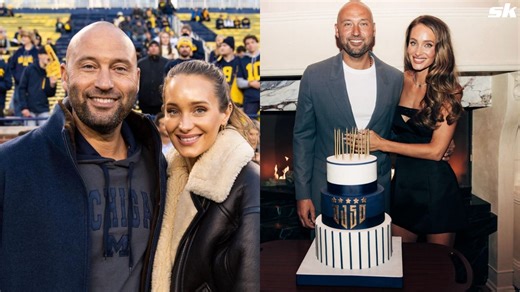 In Photos: Yankees legend Derek Jeter shares snap with wife Hannah during summer getaway in color-coordinated outfits