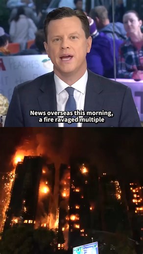 52K views · 593 reactions | A fire ravaged multiple high-rise towers in Hong Kong on Wednesday, killing at least four people. The raging fire sent up a column of flames and thick smoke and then spread on bamboo scaffolding that had been set up around the exterior of the building. #TODAYShow | Today Show | Facebook