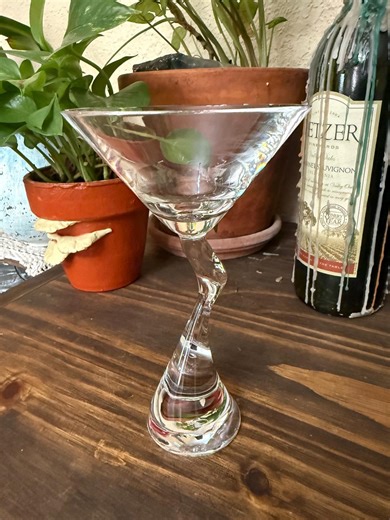 Hand Blown Martini Glass | Twisted Stem Art Glass Barware - Etsy