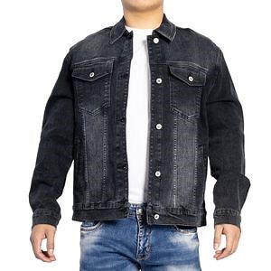 [Hot Item] Custom European American Style Black Bleach Washed Denim Long Sleeve Jackets for Men