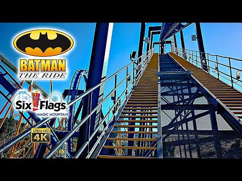 2025 Batman The Ride Roller Coaster Front Row On Ride 4K POV Six Flags Magic Mountain