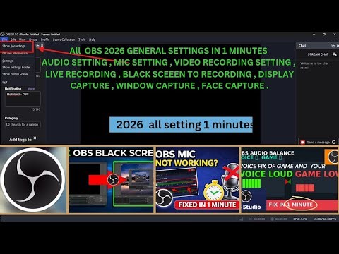 OBS Studio Basic Settings for Beginners 🔥 | Fix Audio, Video, Black Screen & Best Recording Quality