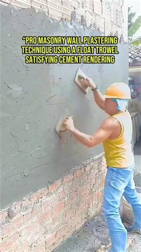 Pro Masonry Wall Plastering Technique Using a Float Trowel | Satisfying Cement Rendering