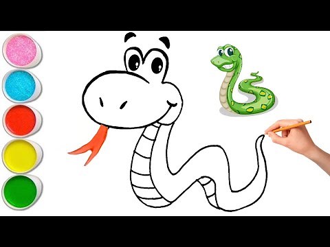 Snake drawing and coloring for kids and toddlers | drawing a cute snake for kids and toddlers