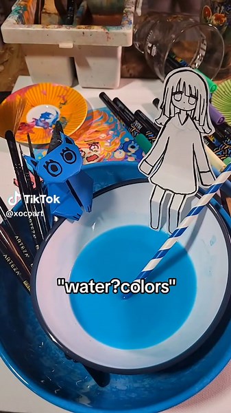 Cat Drawing with Acrylic Paint | Creative Water Illustration