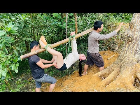 Agricultural vehicle transporting wood; rural girl alone; girl felling ancient trees.