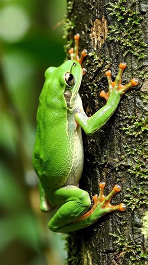 Frog climbing tree
