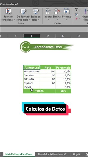 Cálculo Rápido de Notas para Pasar Materia en Excel