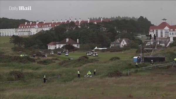 Donald Trump tees off on Turnberry golf course during Scotland visit