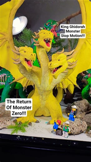 Godzilla x Kong Stop Motion - King Ghidorah Kaiju Dinosaur Battle #shorts
