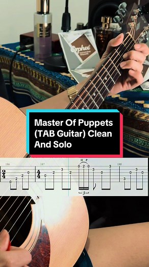 Master Of Puppets Guitar Clean and Solo TAB Acoustic Version