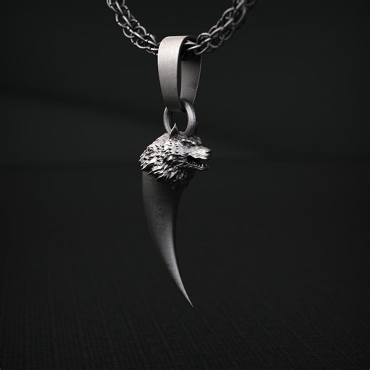 Sterling Silver Wolf Fang Necklace, Gothic Viking Talisman Pendant, Fantasy Inspired Jewelry, Christmas Gift for Men and Mythology Lovers - Etsy