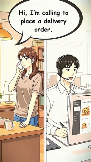 Ordering Food by Phone 🍕 |Real English Conversation #shorts #youtubevideo