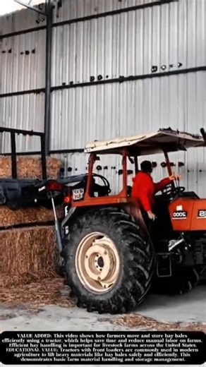Tractor Hay Bale Handling Inside a Farm Barn! #shorts