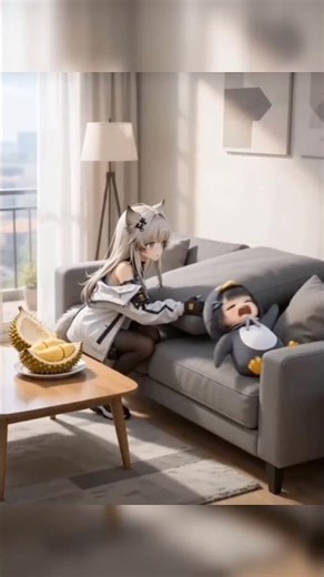 Cute Penguin Refuses Durian 😂🐧 | Funny Anime Mini Story #shorts