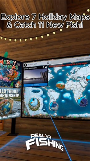 How to enjoy your holiday with Real VR Fishing 🎣 Check out this video and discover festive ways to relax and fish. Happy Holidays with RVRF! | Real VR Fishing