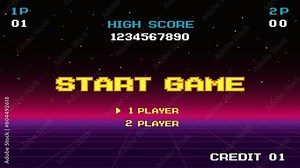 START GAME play .pixel art .8 bit game. retro game. for game assets.
