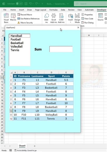 Sum Column Based on ListBox Selection in Excel VBA