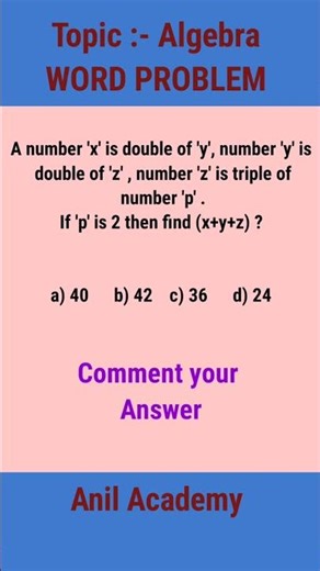 Algebra in word problem #maths #wordproblems #shorts
