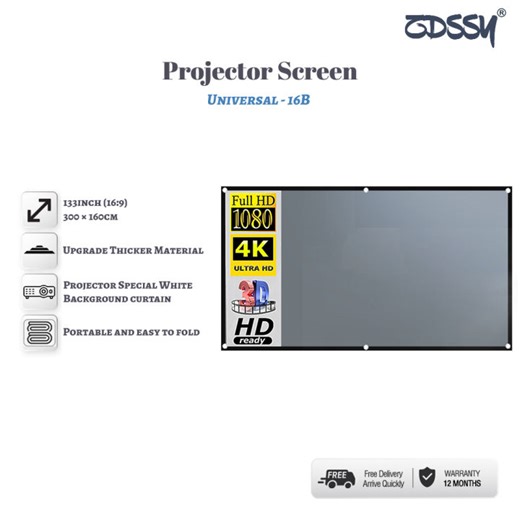 ZDSSY Projector Screen pull up 60/72/84/92/100/106/120/130/133 inch Anti-light Screen projection cloth frame, foldable, not easy to wrinkle, Home Outdoor Office Portable 3D HD Projection wall Screen | Lazada