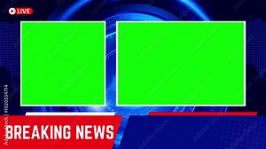 Breaking News, Green Screen, Special News, News Studio, background with blue color, Global Earth rotating Digital World, tv, intro