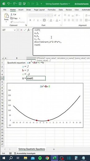 Solving Quadratic Equations in Excel ‼️