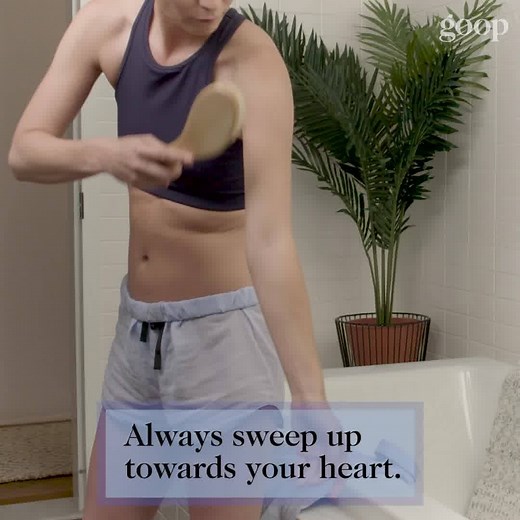 A step-by-step guide on how to dry brush. Why? Dry brushing stimulates the lymphatic system while invigorating the skin. Plus, we rounded up the dry brushing essentials you need. | goop