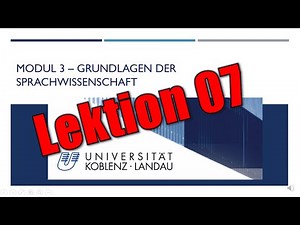 Einführung in die Sprachwissenschaft - Lektion 07: Syntaktische Funktionen