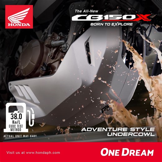 The All-New CB150X has an adventure-style under-cowl that adds protection to the engine from stone chip in your everyday journey. Go and explore anywhere with this aggressive-looking adventure bike. Get yours today! #CB150X #BornToExplore #HondaPH #OneDream | Honda Philippines, Inc.