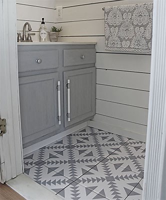 Floor Stickers in The Bathroom! - The Honeycomb Home