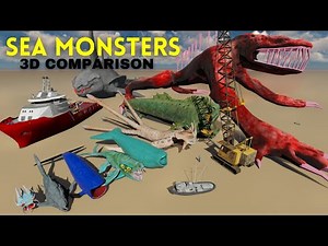 "Mind-Blowing Sea Monster Size Comparison in 3D | Giants of the Deep Revealed!"
