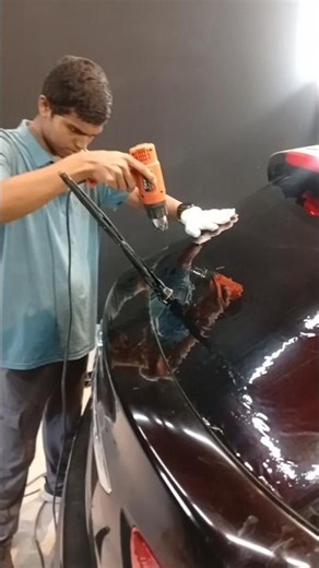 🔥 Perfect Rear Glass Window Tinting | Heat Shrink & Installation Satisfying Process 🚗✨ #shorts
