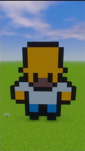 Homer Simpson Pixel Art in Minecraft (1 Sec vs 10 Min vs 10 Hrs)