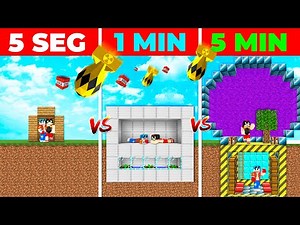 WE BUILT THE SAFEST BUNKER IN MINECRAFT! 😎⏰ IN 5 SECONDS VS 1 MIN VS 5 MIN 😱 MINECRAFT