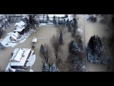 Drone footage of serious Brampton flooding