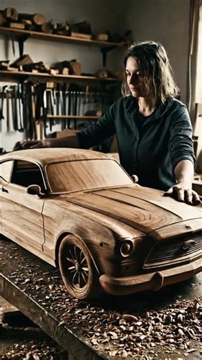 She Turned a Block of Wood into a Ford Car 😱🪵