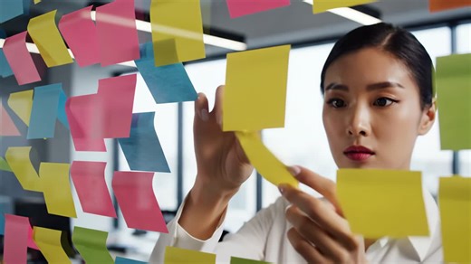 Business planning with sticky notes | Premium Stock Video Footage