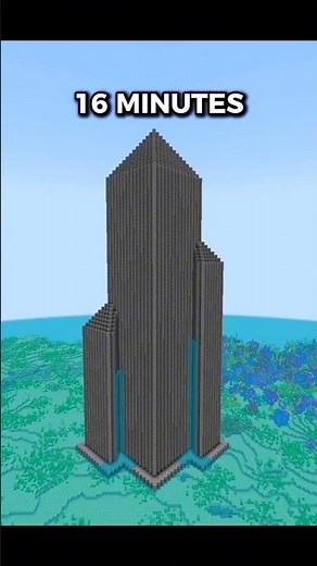Minecraft 16 Minute Cobblestone Skyscraper Trick! 😱#shorts #minecraft