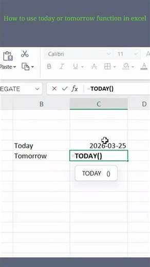 How to use today and tomorrow function in excel #excel #exceltips