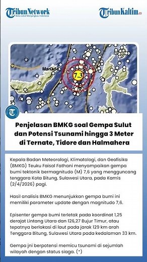 Penjelasan BMKG soal Gempa Sulut dan Potensi Tsunami hingga 3 Meter di Ternate, Tidore dan Halmahera